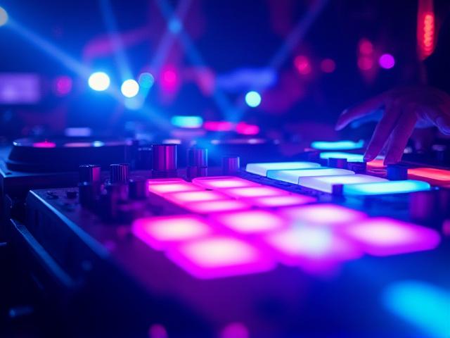 DJ controller and sampler with colorful lights